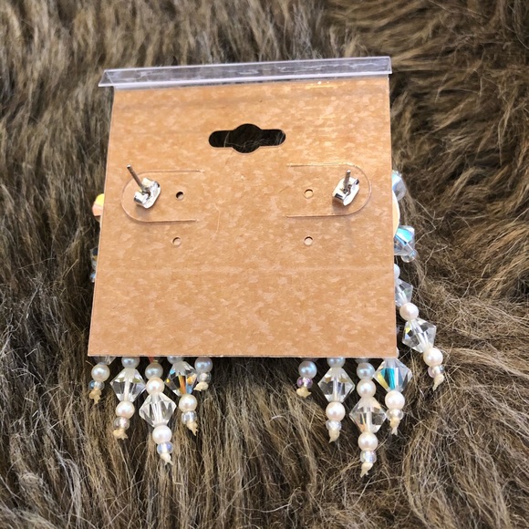 Vintage bicone crystal and pearl cluster earrings - Picture 3 of 7